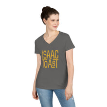 Load image into Gallery viewer, A Women's Cut V-Neck T-Shirt with New Isaac Toast Logo in Various Colors
