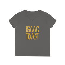 Load image into Gallery viewer, A Women's Cut V-Neck T-Shirt with New Isaac Toast Logo in Various Colors
