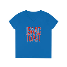 Load image into Gallery viewer, A Women's Cut V-Neck T-Shirt with New Isaac Toast Logo in Various Colors
