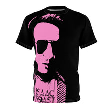 Load image into Gallery viewer, Bright bi-color Isaac Toast Unisex Tee in Black and Pink

