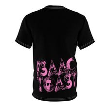 Load image into Gallery viewer, Bright bi-color Isaac Toast Unisex Tee in Black and Pink
