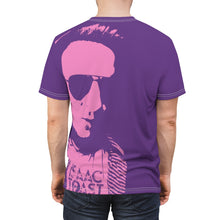 Load image into Gallery viewer, Bright bi-color Isaac Toast Unisex Tee in Purple and Pink
