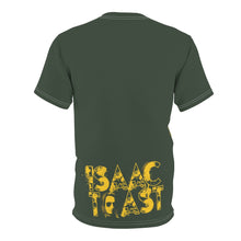 Load image into Gallery viewer, Bright bi-color Isaac Toast Unisex T-Shirt in Sage and Gold for DeeJay Ziploc
