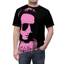 Load image into Gallery viewer, Bright bi-color Isaac Toast Unisex Tee in Black and Pink
