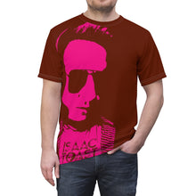 Load image into Gallery viewer, Bright bi-color Isaac Toast Unisex Tee in Brown and Fuchsia
