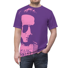 Load image into Gallery viewer, Bright bi-color Isaac Toast Unisex Tee in Purple and Pink
