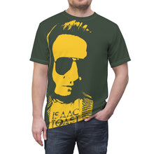 Load image into Gallery viewer, Bright bi-color Isaac Toast Unisex T-Shirt in Sage and Gold for DeeJay Ziploc
