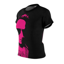 Load image into Gallery viewer, Bright Bi-Color Women's Cut Tee in Black and Fuchsia
