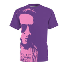 Load image into Gallery viewer, Bright bi-color Isaac Toast Unisex Tee in Purple and Pink
