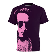 Load image into Gallery viewer, Bright bi-color Isaac Toast Unisex Tee in Plum and Pink
