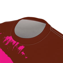 Load image into Gallery viewer, Bright bi-color Isaac Toast Unisex Tee in Brown and Fuchsia
