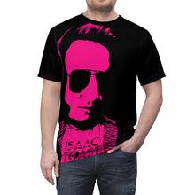 Load image into Gallery viewer, Bright bi-color Isaac Toast Unisex Tee in Black and Fuchsia
