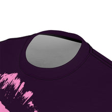 Load image into Gallery viewer, Bright bi-color Isaac Toast Unisex Tee in Plum and Pink
