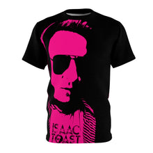Load image into Gallery viewer, Bright bi-color Isaac Toast Unisex Tee in Black and Fuchsia
