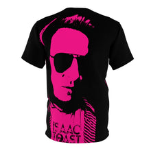 Load image into Gallery viewer, Bright bi-color Isaac Toast Unisex Tee in Black and Fuchsia
