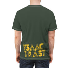 Load image into Gallery viewer, Bright bi-color Isaac Toast Unisex T-Shirt in Sage and Gold for DeeJay Ziploc
