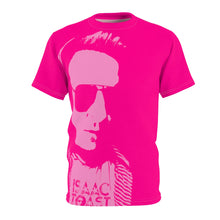 Load image into Gallery viewer, Bright bi-color Isaac Toast Unisex Tee in Fuchsia and Pink
